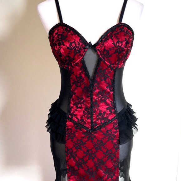 Lip Service Dresses & Skirts - Lip Service Vintage Vaudeville Vamps Gothic Victorian Lace & Mesh Red Dress M